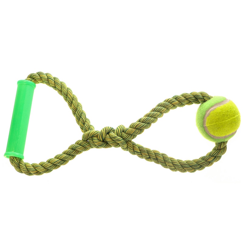 HappyPet Knots Tennisball - Tennisball mit geflochtenem Seil