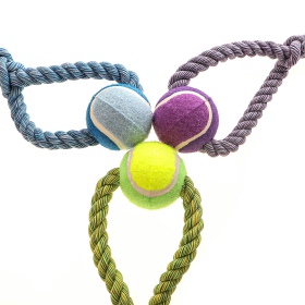 HappyPet Knots Tennisball - Tennisball mit geflochtenem Seil