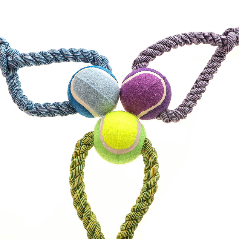 HappyPet Knots Tennis Ball con corda intrecciata