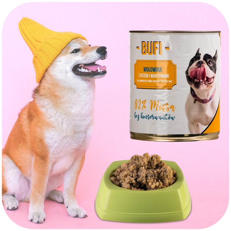 Bufi Karma für Hunde Premium - 82% Rindfleisch 830g