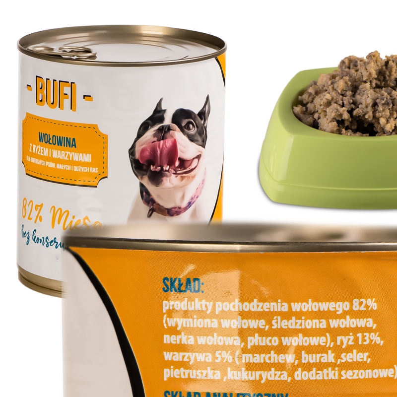 Bufi Karma für Hunde Premium - 82% Rindfleisch 830g