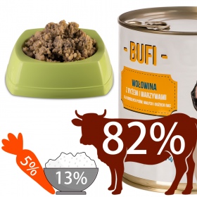 Bufi Karma für Hunde Premium - 82% Rindfleisch 830g