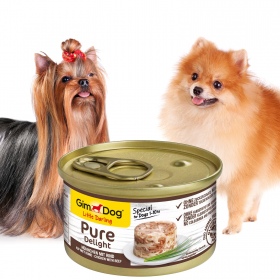 Gimdog Pure Delight 85g - Futter für kleine Hunde mit Huhn und Rind in Gelee