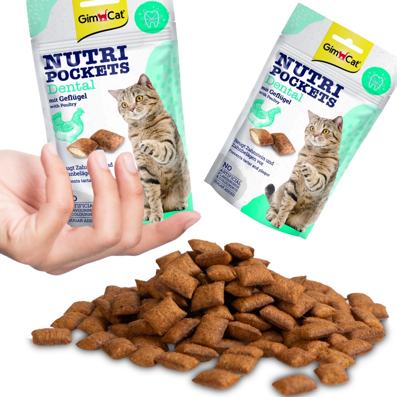 GimCat Nutri Pochets Dental - Katzenleckerlis für die Zähne