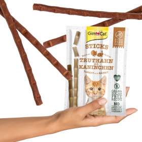 GimCat Sticks 95% Fleisch - Puten- und Kaninchenwürstchen 4 Stück