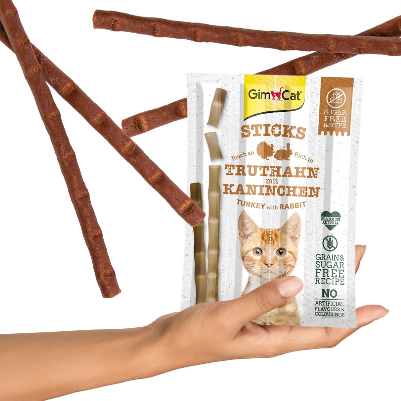 GimCat Sticks 95% Мясо - колбаски индейка и кролик