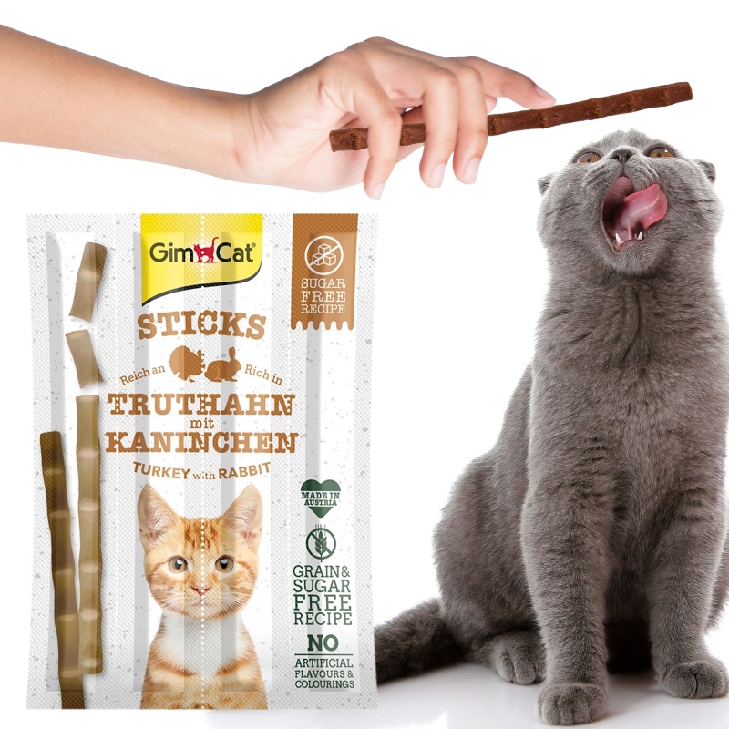 GimCat Sticks 95% Мясо - колбаски индейка и кролик