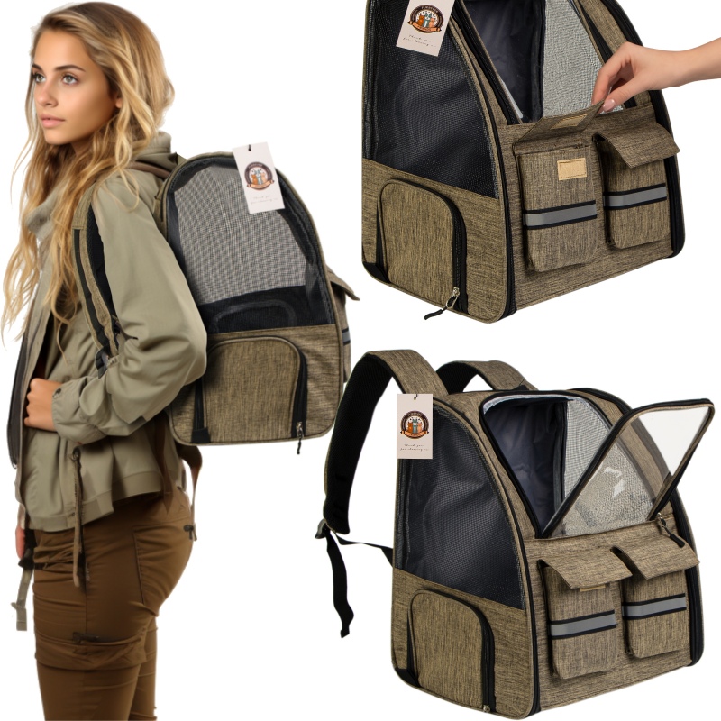 Furrever Friends Cattic Khaki - Transportrucksack für Katze und Hund