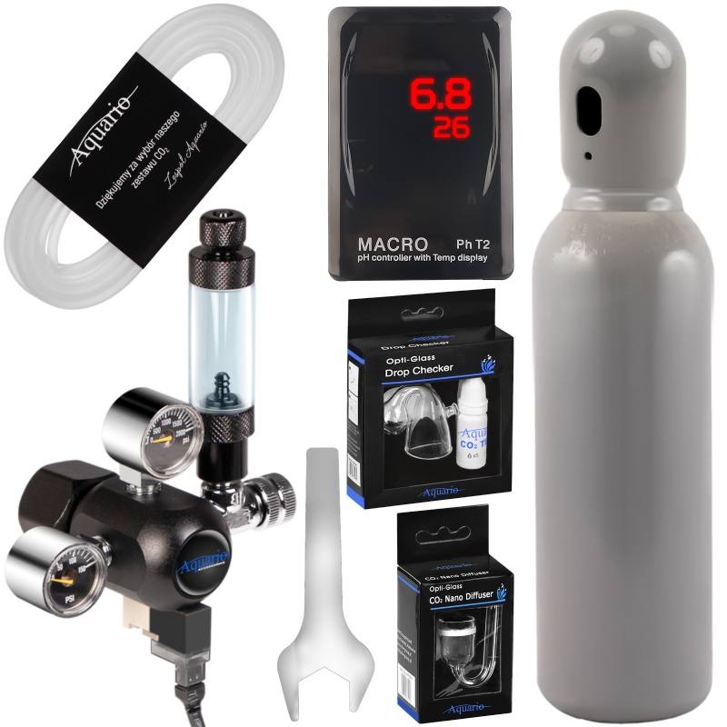 Aquario Exclusive 2.0 - CO2 set with solenoid valve and pH computer + 8l cylinder