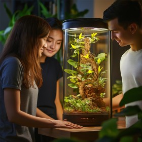 Terrario konstgren med löv för terrarium