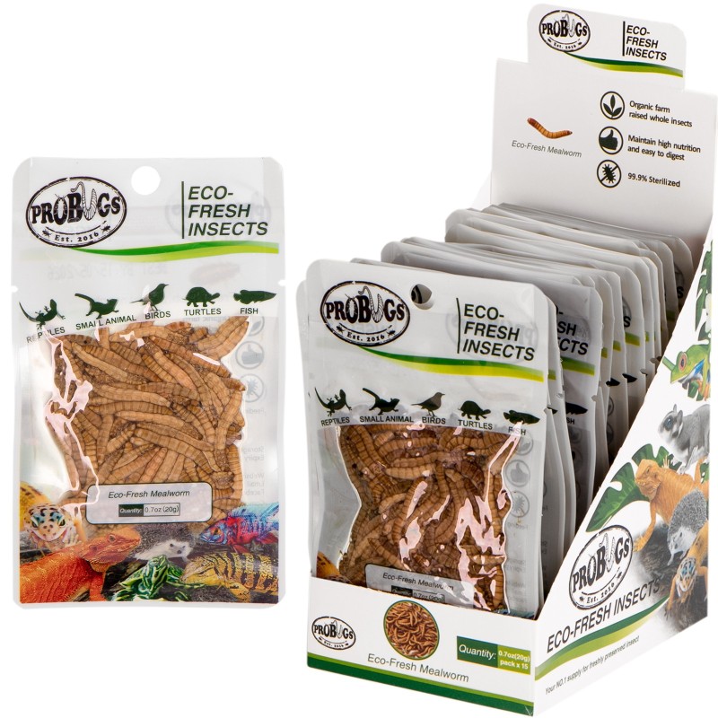 ProBugs Eco-Fresh Mealworm 20g - свежие личинки мучного червя