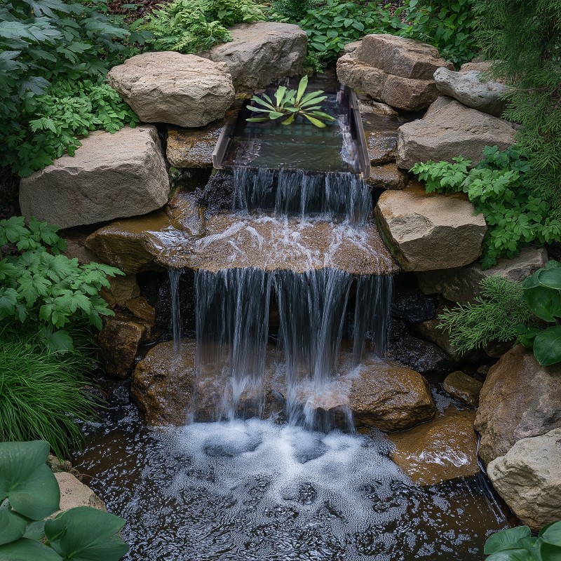 SunSun CWF-400 - cascada de agua para estanque con filtro y macetas